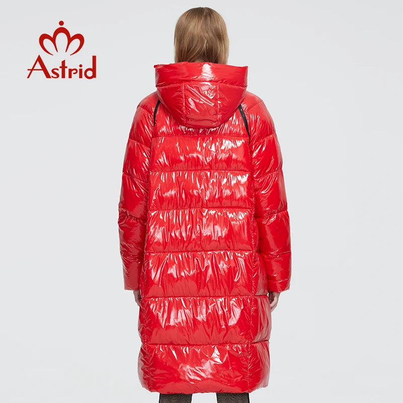 Astrid 2023 New Winter parka Women's coat women Jacket long warm Bright fabric fashion hooded large sizes female clothing 8675