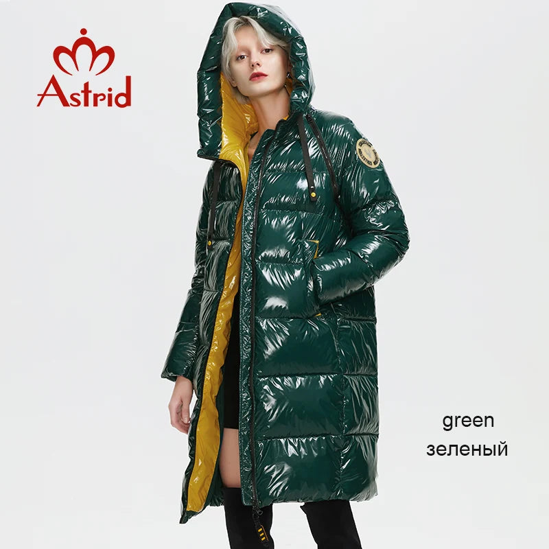 Astrid 2023 New Winter parka Women's coat women Jacket long warm Bright fabric fashion hooded large sizes female clothing 8675