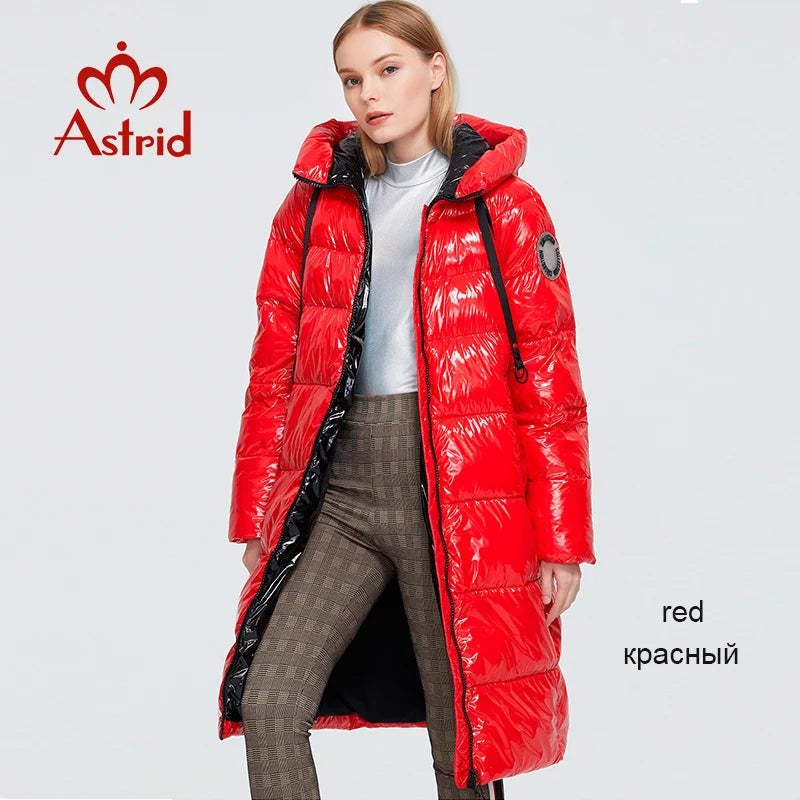 Astrid 2023 New Winter parka Women's coat women Jacket long warm Bright fabric fashion hooded large sizes female clothing 8675