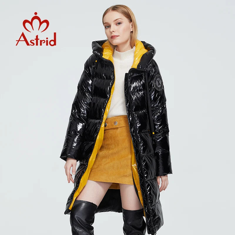 Astrid 2023 New Winter parka Women's coat women Jacket long warm Bright fabric fashion hooded large sizes female clothing 8675