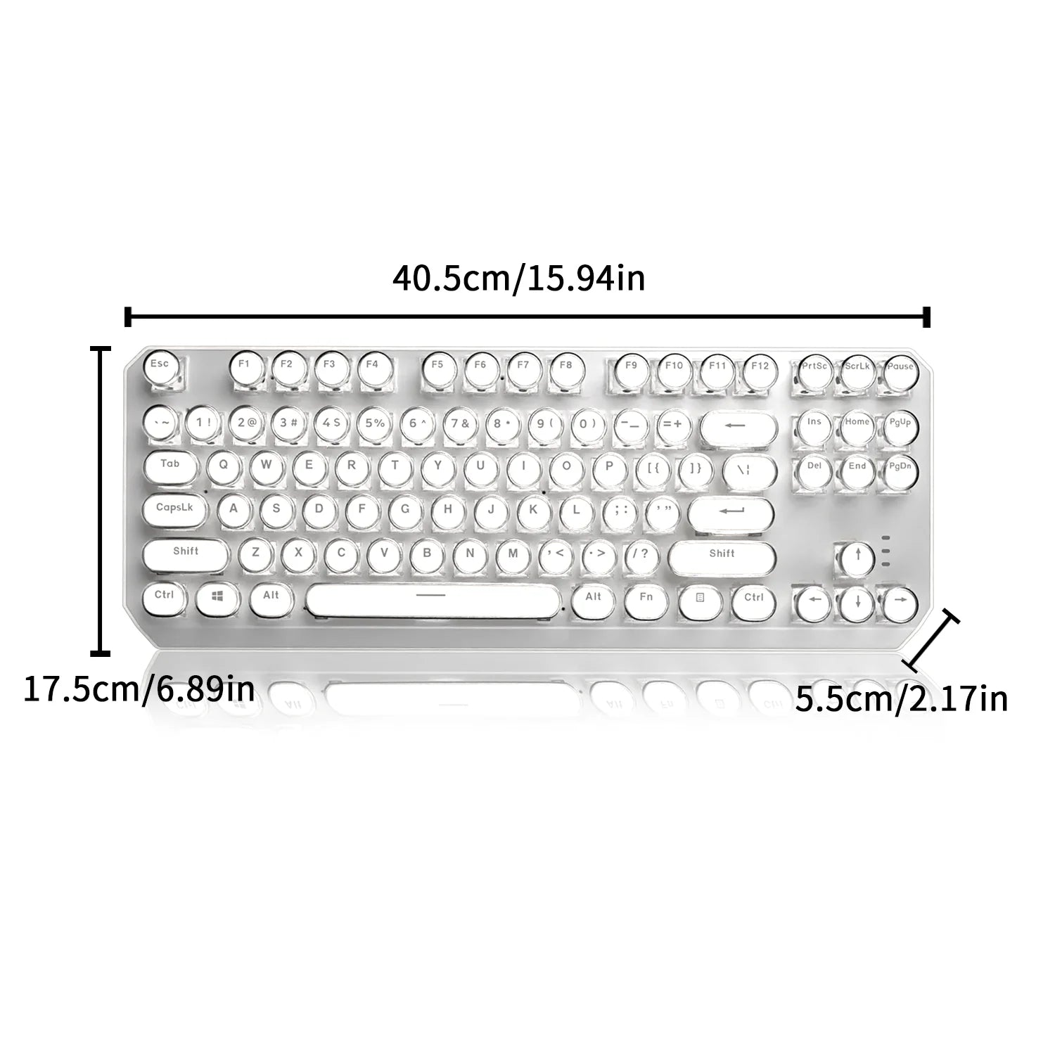 EWEADN Wireless Typewriter Mechanical Keyboard, 87 Keys, Tri-Mode, Blue Switches, White Backlit, Retro Style for Typing & Gaming