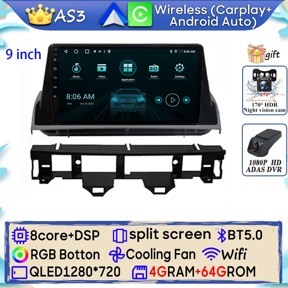 Android 15 Car Radio For Mazda 6 Atenza GG 2002 - 2008 GPS Navigation Android Auto Carplay Wifi Video Stereo Screen 4G No 2din