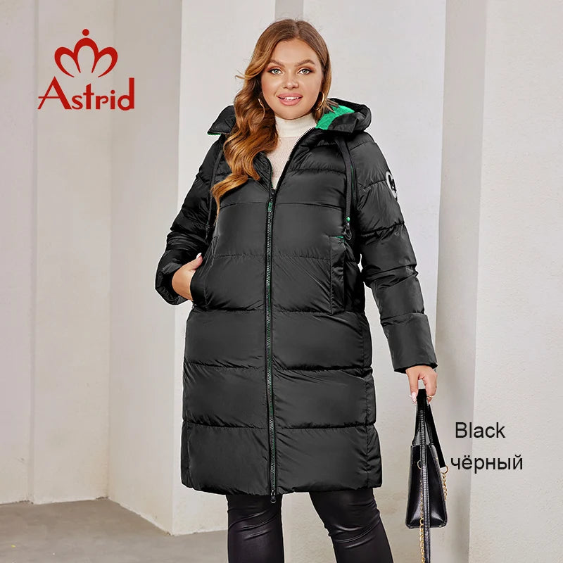 Astrid 2023 New Winter parka Women's coat women Jacket long warm Bright fabric fashion hooded large sizes female clothing 8675
