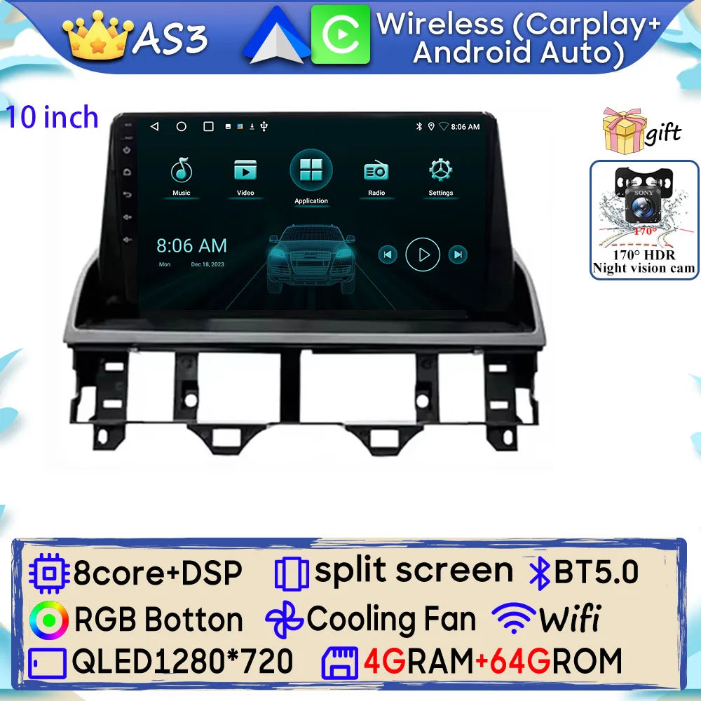 Android 15 Car Radio For Mazda 6 Atenza GG 2002 - 2008 GPS Navigation Android Auto Carplay Wifi Video Stereo Screen 4G No 2din