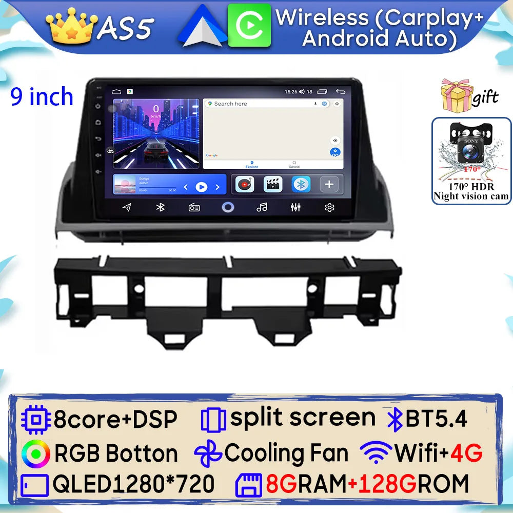 Android 15 Car Radio For Mazda 6 Atenza GG 2002 - 2008 GPS Navigation Android Auto Carplay Wifi Video Stereo Screen 4G No 2din