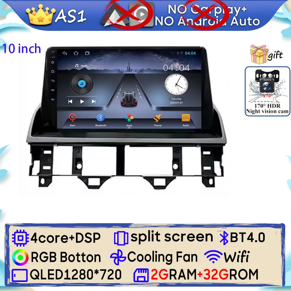 Android 15 Car Radio For Mazda 6 Atenza GG 2002 - 2008 GPS Navigation Android Auto Carplay Wifi Video Stereo Screen 4G No 2din
