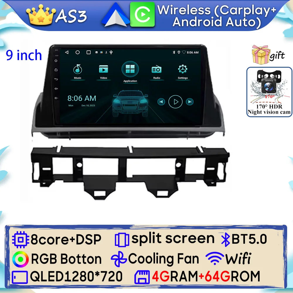 Android 15 Car Radio For Mazda 6 Atenza GG 2002 - 2008 GPS Navigation Android Auto Carplay Wifi Video Stereo Screen 4G No 2din