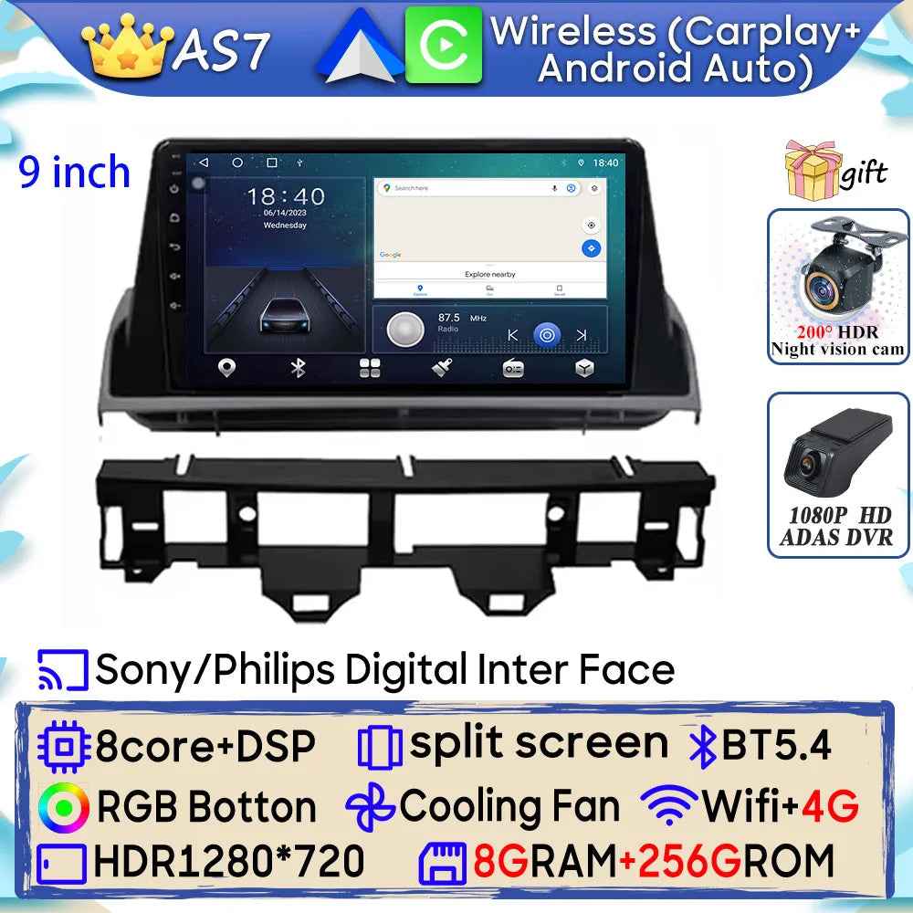 Android 15 Car Radio For Mazda 6 Atenza GG 2002 - 2008 GPS Navigation Android Auto Carplay Wifi Video Stereo Screen 4G No 2din