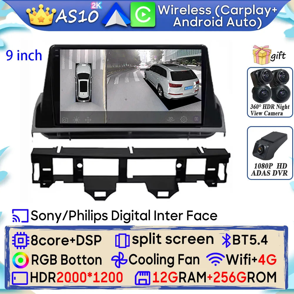 Android 15 Car Radio For Mazda 6 Atenza GG 2002 - 2008 GPS Navigation Android Auto Carplay Wifi Video Stereo Screen 4G No 2din
