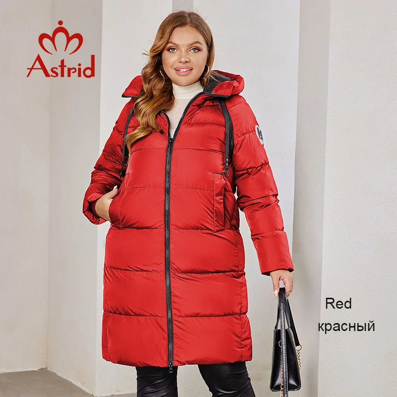 Astrid 2023 New Winter parka Women's coat women Jacket long warm Bright fabric fashion hooded large sizes female clothing 8675