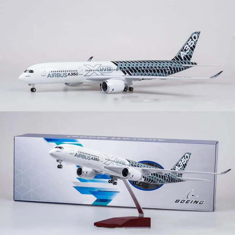 New 1/142 Scale Model Diecast Resin Airplane Airbus A350 Prototype XWB Airline With Light Collection Display Toys Gifts Fans