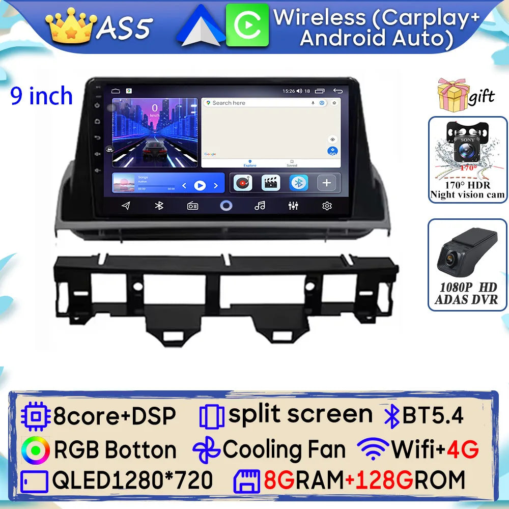 Android 15 Car Radio For Mazda 6 Atenza GG 2002 - 2008 GPS Navigation Android Auto Carplay Wifi Video Stereo Screen 4G No 2din