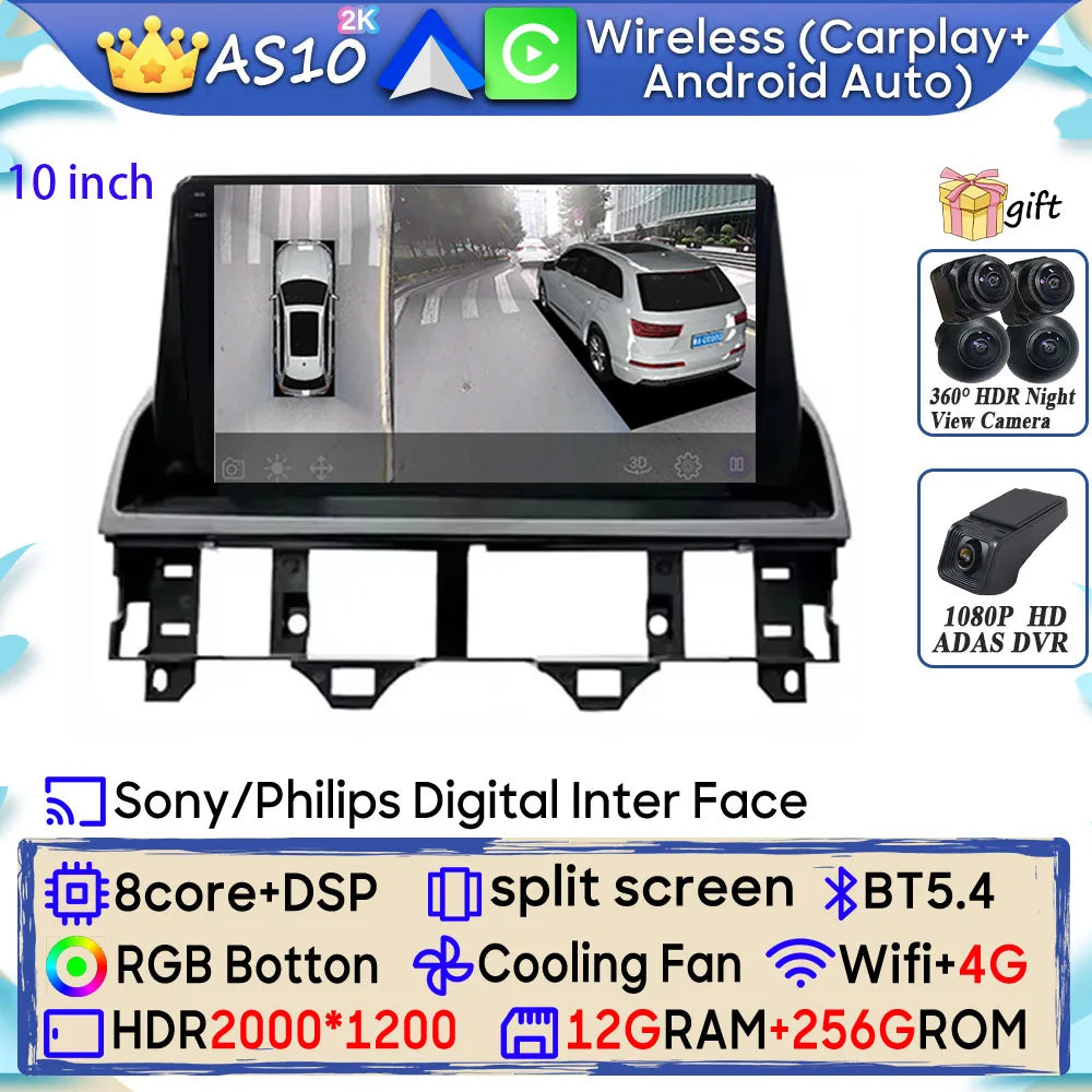 Android 15 Car Radio For Mazda 6 Atenza GG 2002 - 2008 GPS Navigation Android Auto Carplay Wifi Video Stereo Screen 4G No 2din