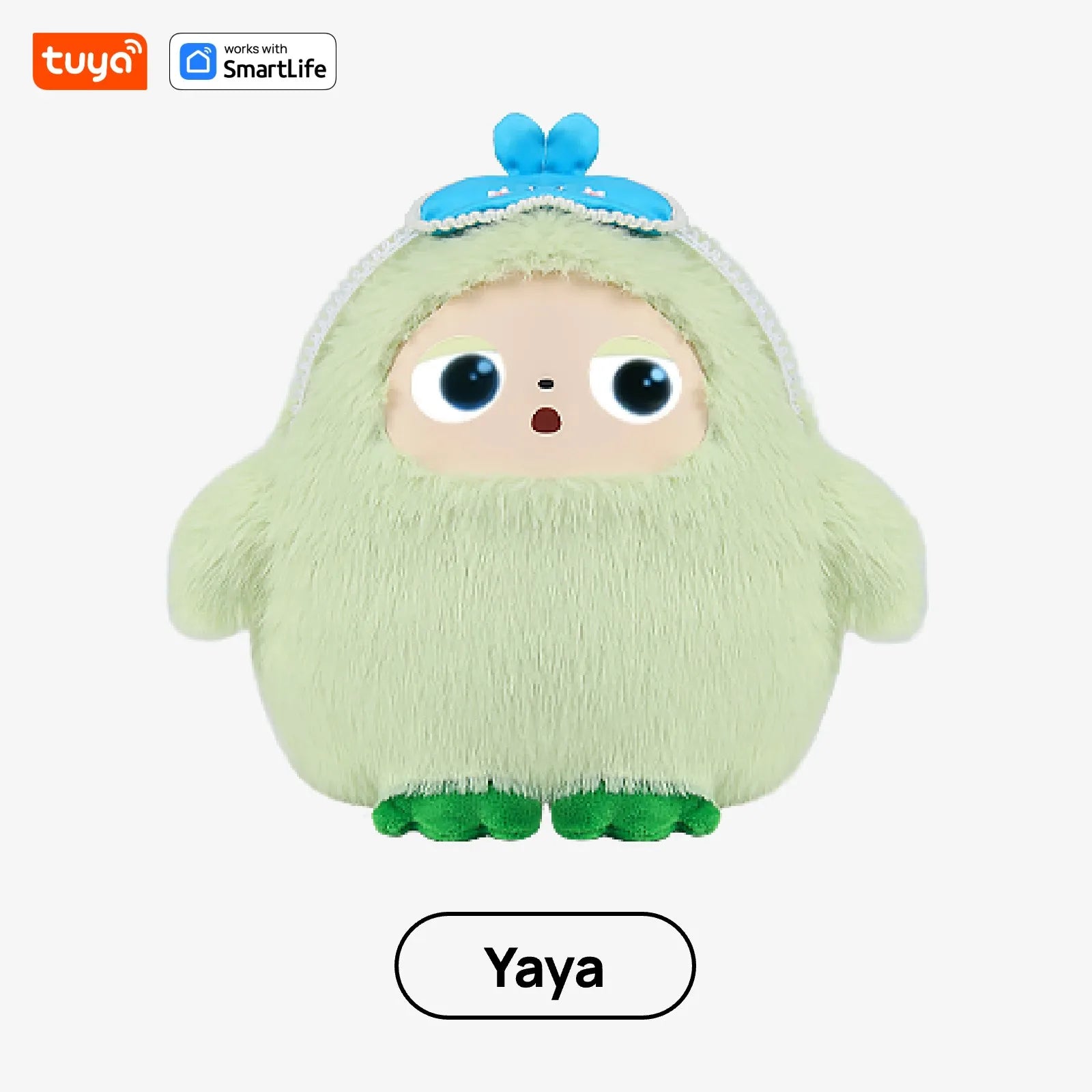 Yaya-AI Plush Robot w/Smart Voice&LED Eyes, Interactive Companion Toy w/Tuya App Control, USB Rechargeable E-Pet - Mint Green