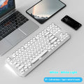 EWEADN Wireless Typewriter Mechanical Keyboard, 87 Keys, Tri-Mode, Blue Switches, White Backlit, Retro Style for Typing & Gaming
