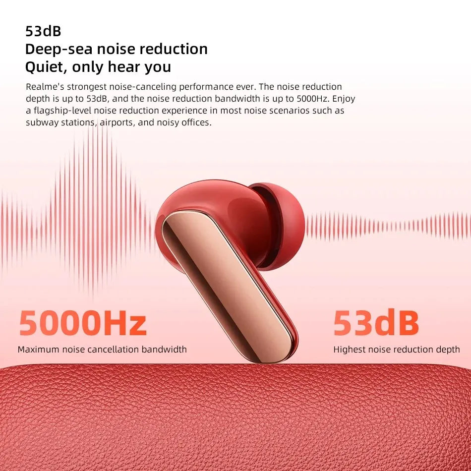 Global Version realme Buds Air 7 pro 53dB Deep-sea Noise Cancellation AI Simultaneous Interpretation LHDC 5.0 Bluetooth 5.4