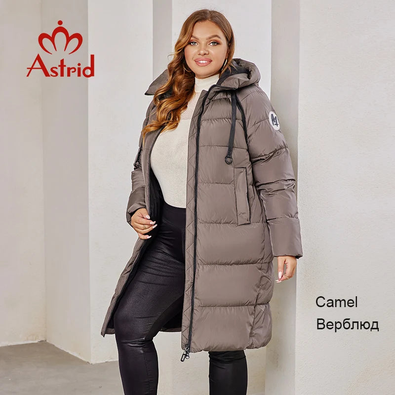 Astrid 2023 New Winter parka Women's coat women Jacket long warm Bright fabric fashion hooded large sizes female clothing 8675
