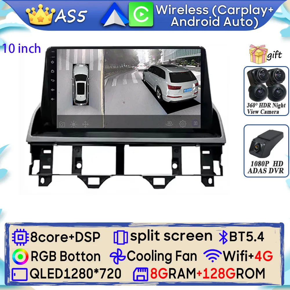 Android 15 Car Radio For Mazda 6 Atenza GG 2002 - 2008 GPS Navigation Android Auto Carplay Wifi Video Stereo Screen 4G No 2din