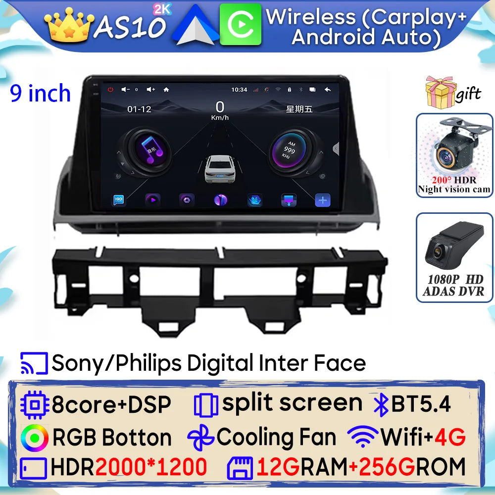 Android 15 Car Radio For Mazda 6 Atenza GG 2002 - 2008 GPS Navigation Android Auto Carplay Wifi Video Stereo Screen 4G No 2din
