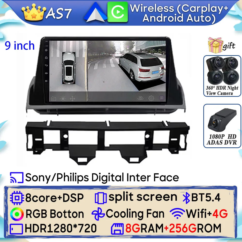 Android 15 Car Radio For Mazda 6 Atenza GG 2002 - 2008 GPS Navigation Android Auto Carplay Wifi Video Stereo Screen 4G No 2din