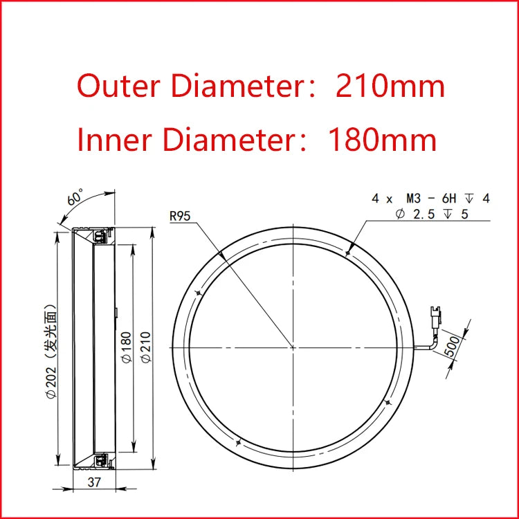Compact 100mm Machine Vision LED Lighting Shadowless Low Angle Ring light