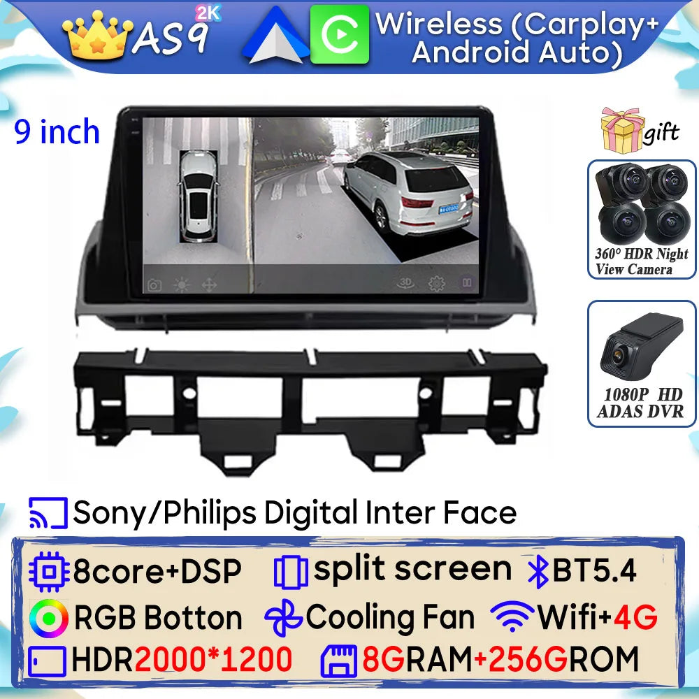 Android 15 Car Radio For Mazda 6 Atenza GG 2002 - 2008 GPS Navigation Android Auto Carplay Wifi Video Stereo Screen 4G No 2din