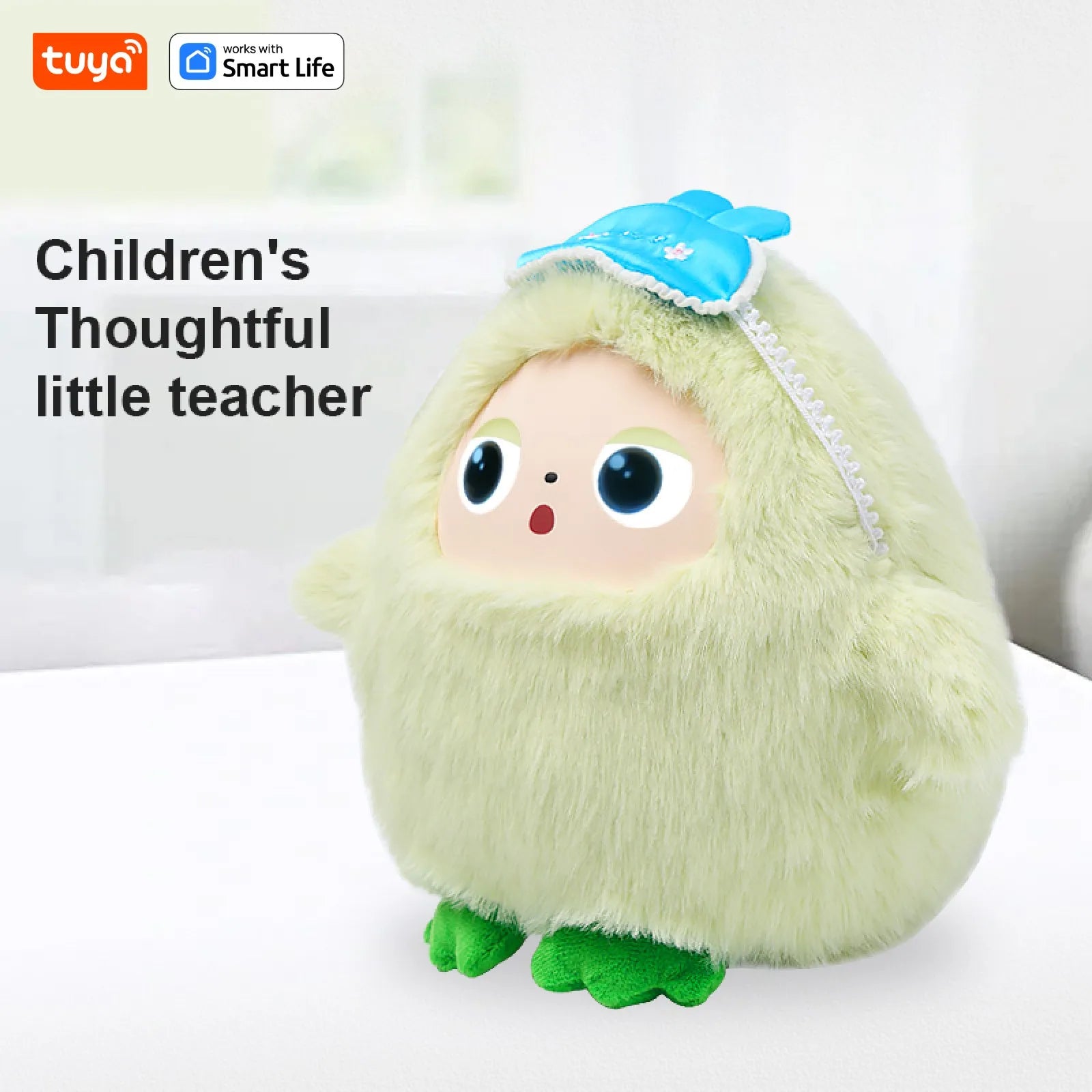Yaya-AI Plush Robot w/Smart Voice&LED Eyes, Interactive Companion Toy w/Tuya App Control, USB Rechargeable E-Pet - Mint Green