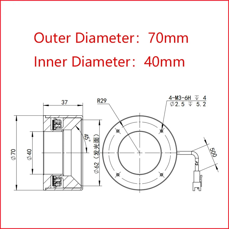 Compact 100mm Machine Vision LED Lighting Shadowless Low Angle Ring light