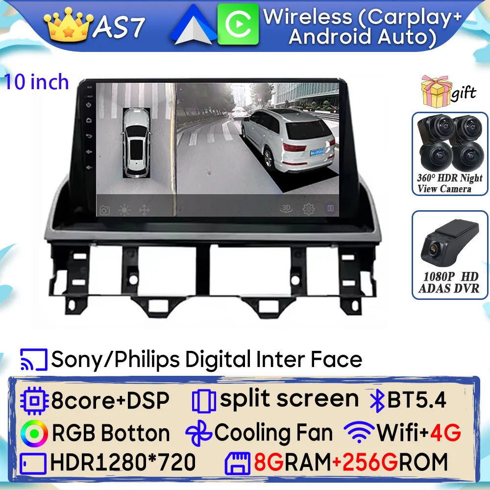 Android 15 Car Radio For Mazda 6 Atenza GG 2002 - 2008 GPS Navigation Android Auto Carplay Wifi Video Stereo Screen 4G No 2din