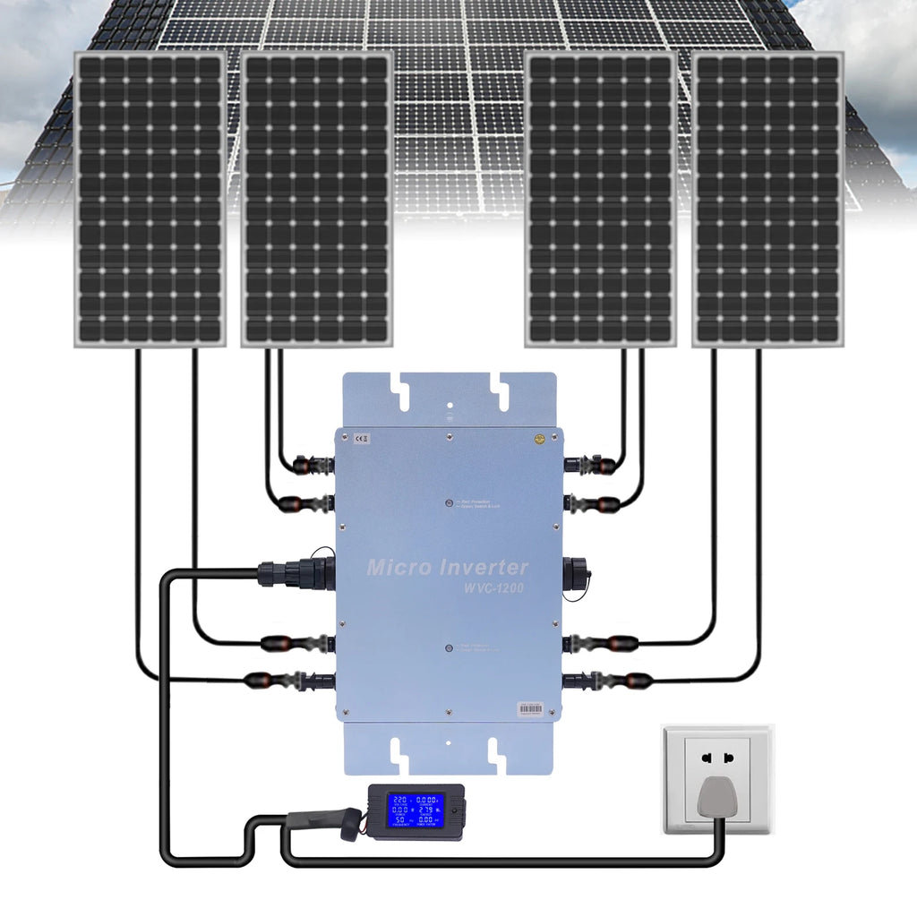 1200W Micro Inverter WVC Solar Inverter Grid Tie Inverter Solar Grid Tie Control for Solar Panels MPPT DC22-50V, AC 220V