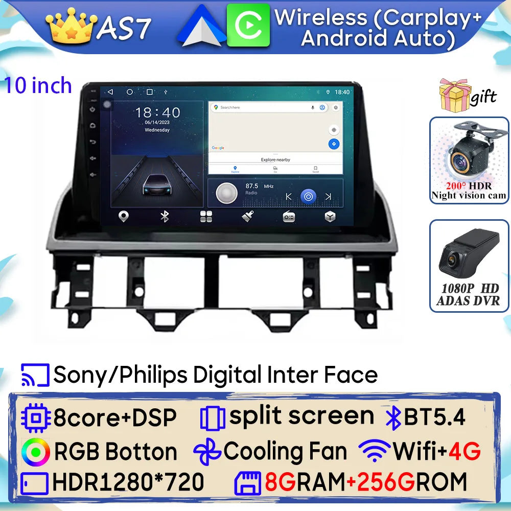 Android 15 Car Radio For Mazda 6 Atenza GG 2002 - 2008 GPS Navigation Android Auto Carplay Wifi Video Stereo Screen 4G No 2din