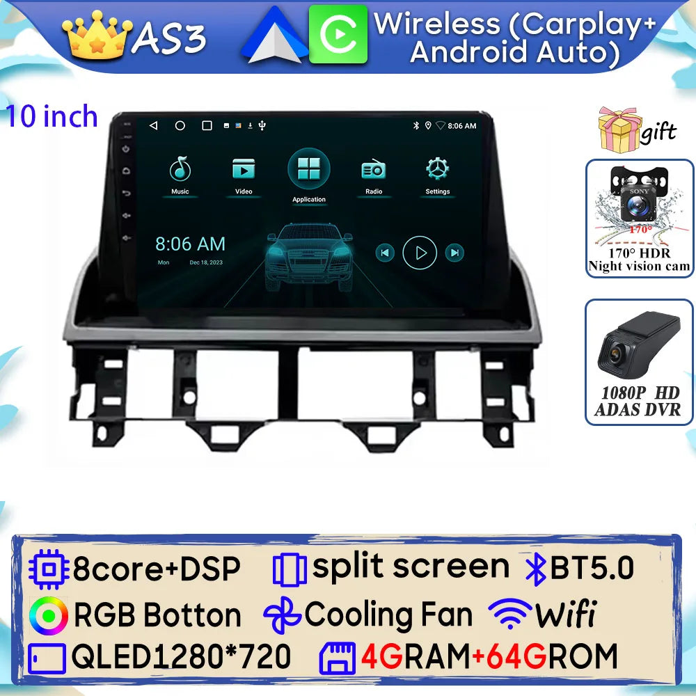 Android 15 Car Radio For Mazda 6 Atenza GG 2002 - 2008 GPS Navigation Android Auto Carplay Wifi Video Stereo Screen 4G No 2din