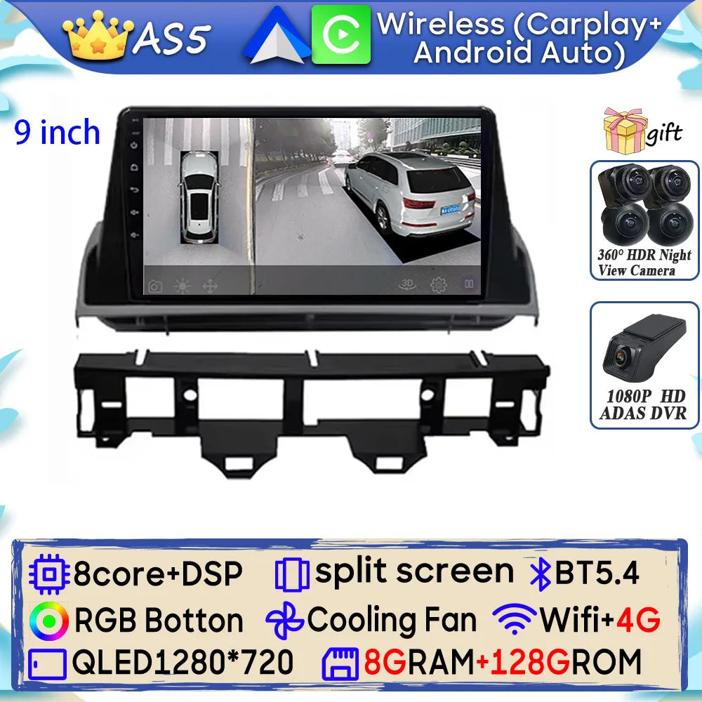 Android 15 Car Radio For Mazda 6 Atenza GG 2002 - 2008 GPS Navigation Android Auto Carplay Wifi Video Stereo Screen 4G No 2din