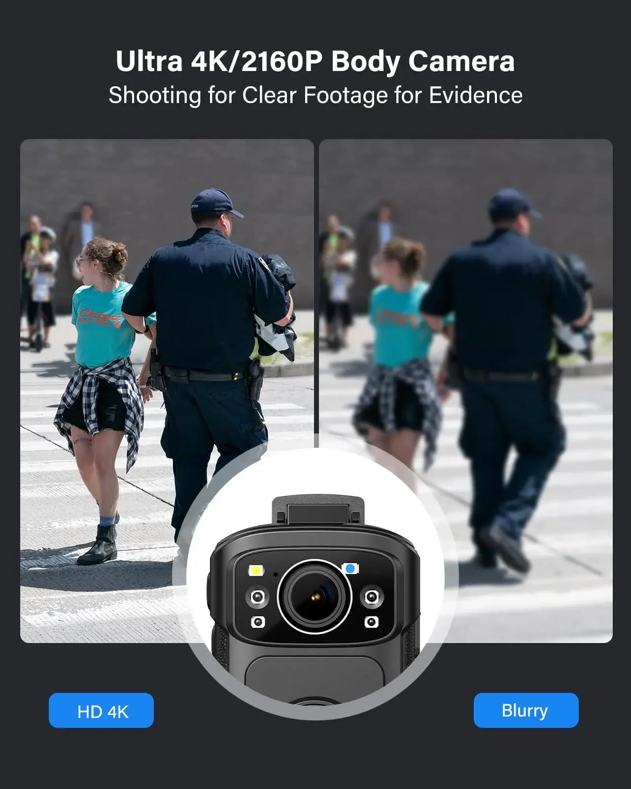 BOBLOV B4K5 4K Body Cam IP68 GPS Police Worn Camera Mini 128/256GB 2160P Video Record Charging Dock Night Vision Body Camera