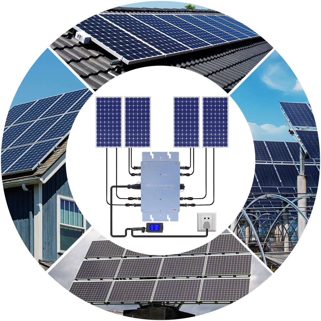 1200W Micro Inverter WVC Solar Inverter Grid Tie Inverter Solar Grid Tie Control for Solar Panels MPPT DC22-50V, AC 220V